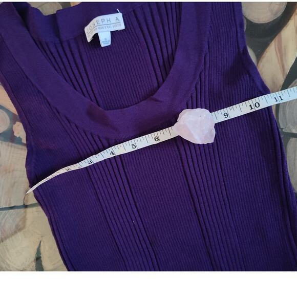 Joseph A tank sleeveless blouse purple ribbed work career stretch Small - Picture 5 of 10